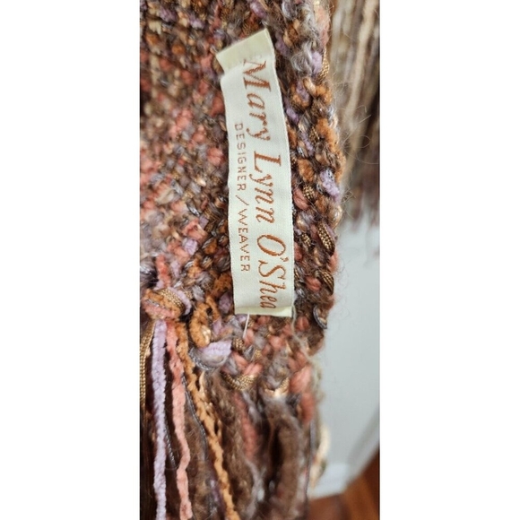 Vintage Mary Lynn OShea‎ Pink Gray Chenille Blend Woven Triangular Shawl Wrap - Picture 6 of 16